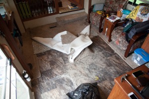 Carpet partially removed